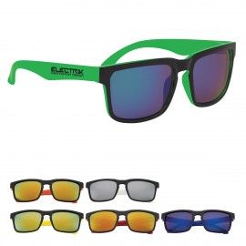 Logo Branded Crescent Mirrored Sunglasses