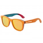 Skateboard Wood Mirrored Lenses Promotional Sunglasses W/Temple Imprint Logo Branded