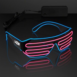 "Totally '80s" Blue & Pink EL Wire Glow Shades Custom Printed
