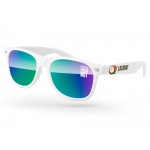 Promotional Retro Mirror Sunglasses w/1 Color Lens Imprint and Full Color Temple Imprint