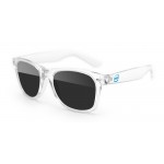 Promotional Clear Retro Sunglasses w/1 Color Temple Imprint