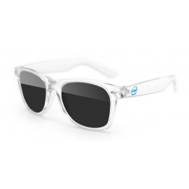 Promotional Clear Retro Sunglasses w/1 Color Temple Imprint
