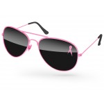 Breast Cancer Awareness Metal Aviator Sunglasses Logo Branded