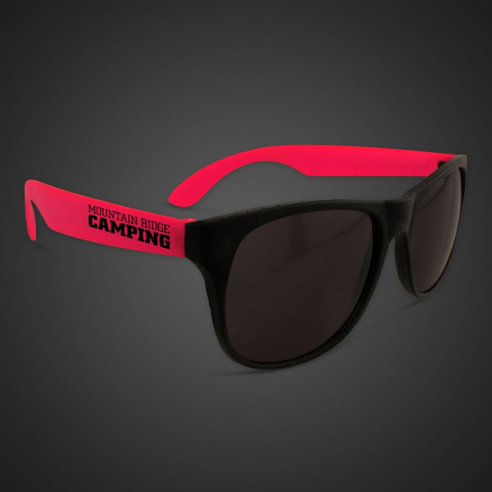 Neon Look Sunglasses w/Red Arms Custom Imprinted