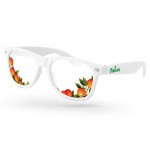 Custom Imprinted Retro Sunglasses w/Full Color Lenses Imprint & 1 Color Temple Imprint