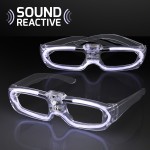 Logo Branded Flashing White Light Up 80s Style Shades with Sound Reactive LEDs
