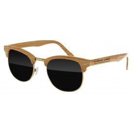Custom Imprinted Faux Wood Metal Club Promotional Sunglasses W/Temple Imprint