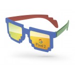 Logo Branded 3-Tone Pixel Mirror Sunglasses w/ 1-color imprints