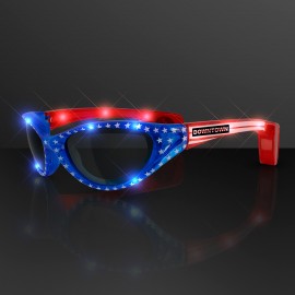 USA Stars & Flag Stripes LED Flashing Sunglasses - Overseas Imprint Custom Printed