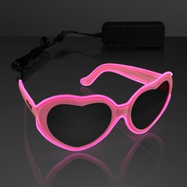 EL Wire Glowing Pink Heart Sunglasses Logo Branded