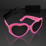 Promotional EL Wire Glowing Pink Heart Sunglasses