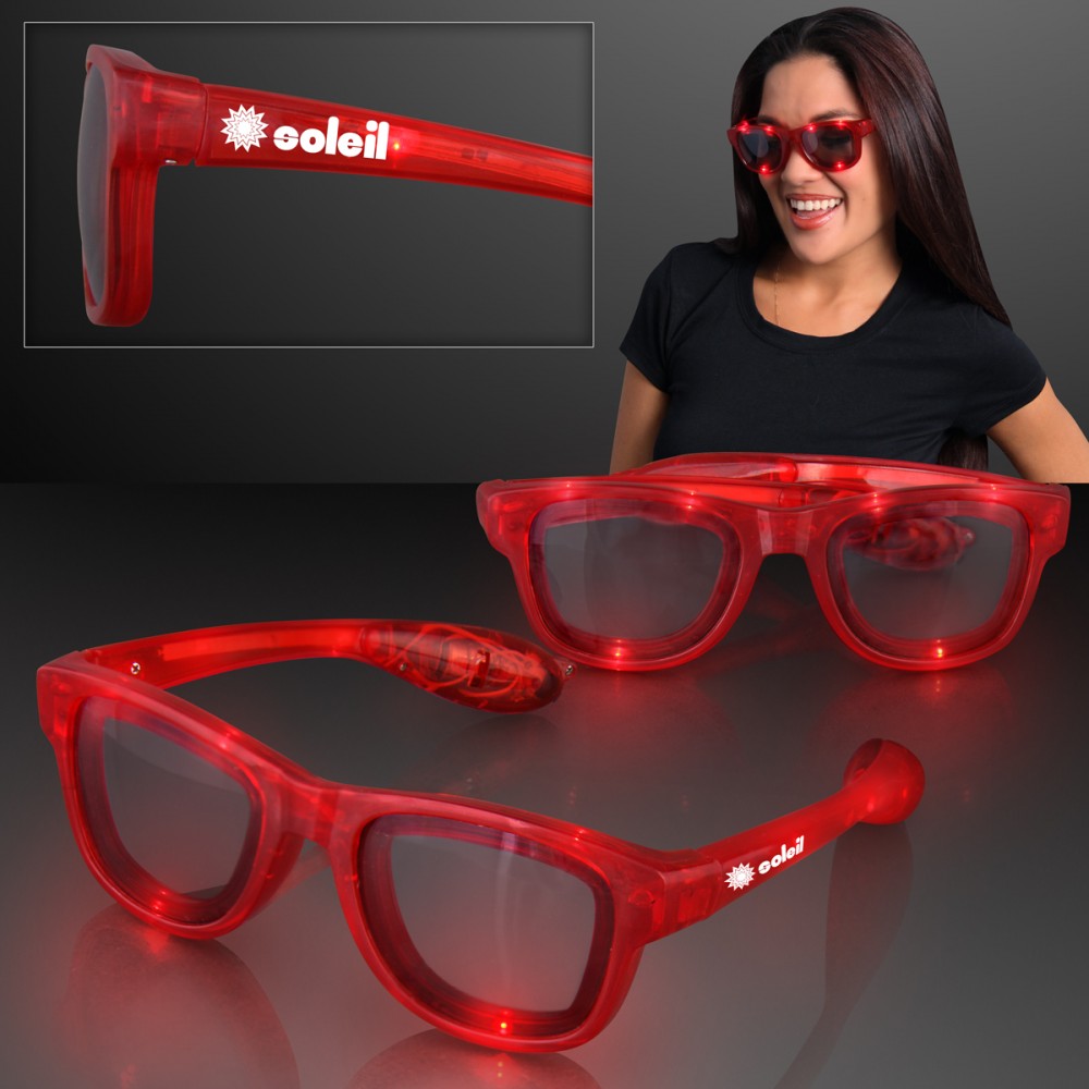 LED Flashing Cool Shade Red Sunglasses Logo Branded