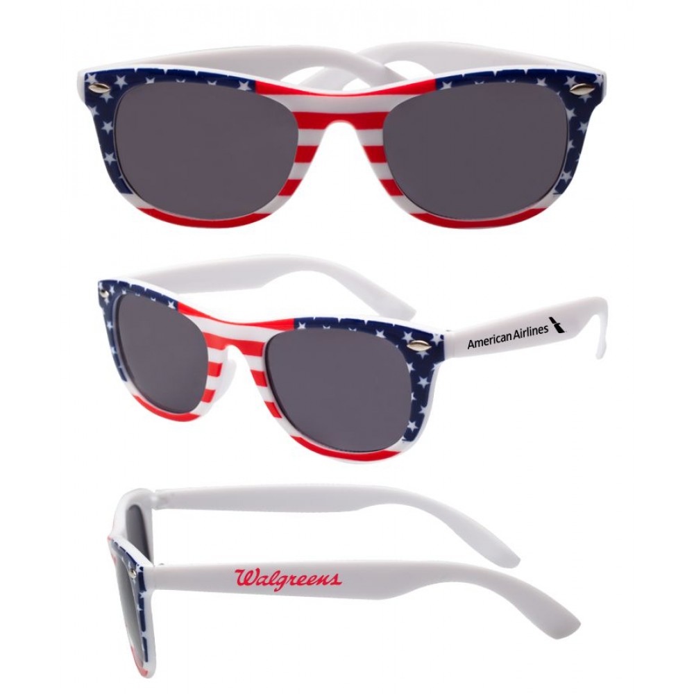 Patriotic American Flag Malibu Sunglasses Custom Imprinted