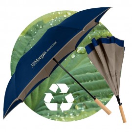 Customized The Enviro Inversa Eco-Friendly Inverted Umbrella w/Bamboo Handle - Auto-Open Reverse Closing