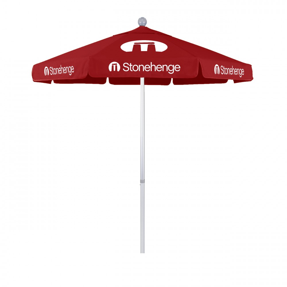 Logo Branded 7.5' Summit Commercial Grade Patio Umbrella with Printed Olefin Cover with Valances