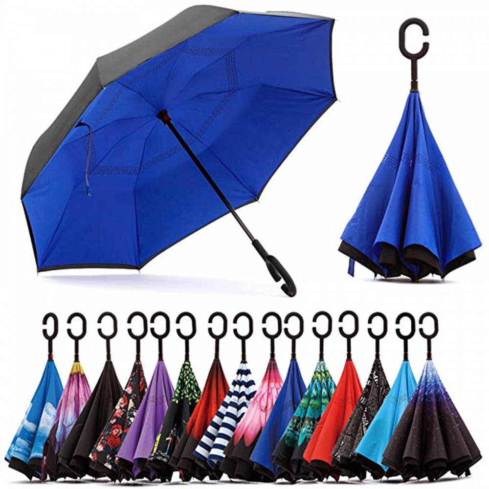 Logo Branded,Ptomotional Double Layer Waterproof Car Inverted Umbrella with C-shaped Handle Logo Branded,Ptomotional Double Layer Waterproof Car Inverted Umbrella with C-shaped Handle