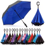 Logo Branded,Ptomotional Double Layer Waterproof Car Inverted Umbrella with C-shaped Handle