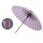 Logo Branded 24 Ribs Windproof Umbrella with Leather Handle