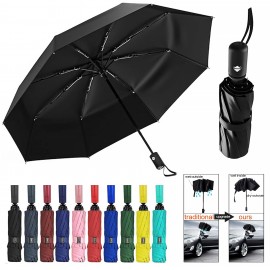 Compact Reverse Folding Umbrella Auto Windproof Travel Umbrella with Logo