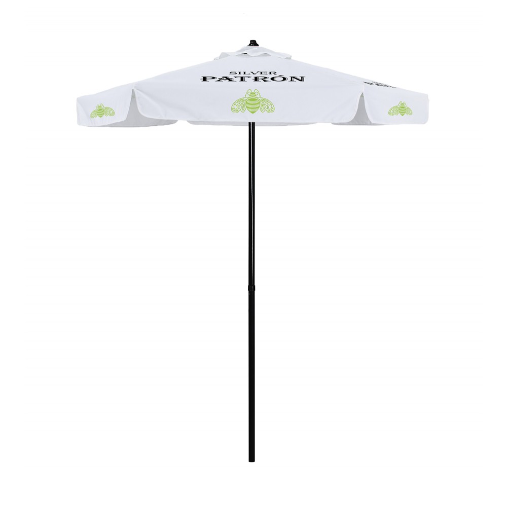 6' Shadetek Series Patio Umbrella with Printed Polyester Cover with Valances with Logo