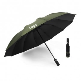 Windproof Reverse Automatic Umbrella with Reflective Strip with Logo