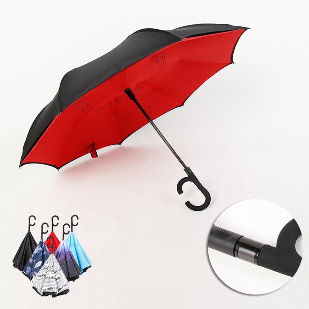 C Shape Handle Inversion Umbrella Custom Imprinted