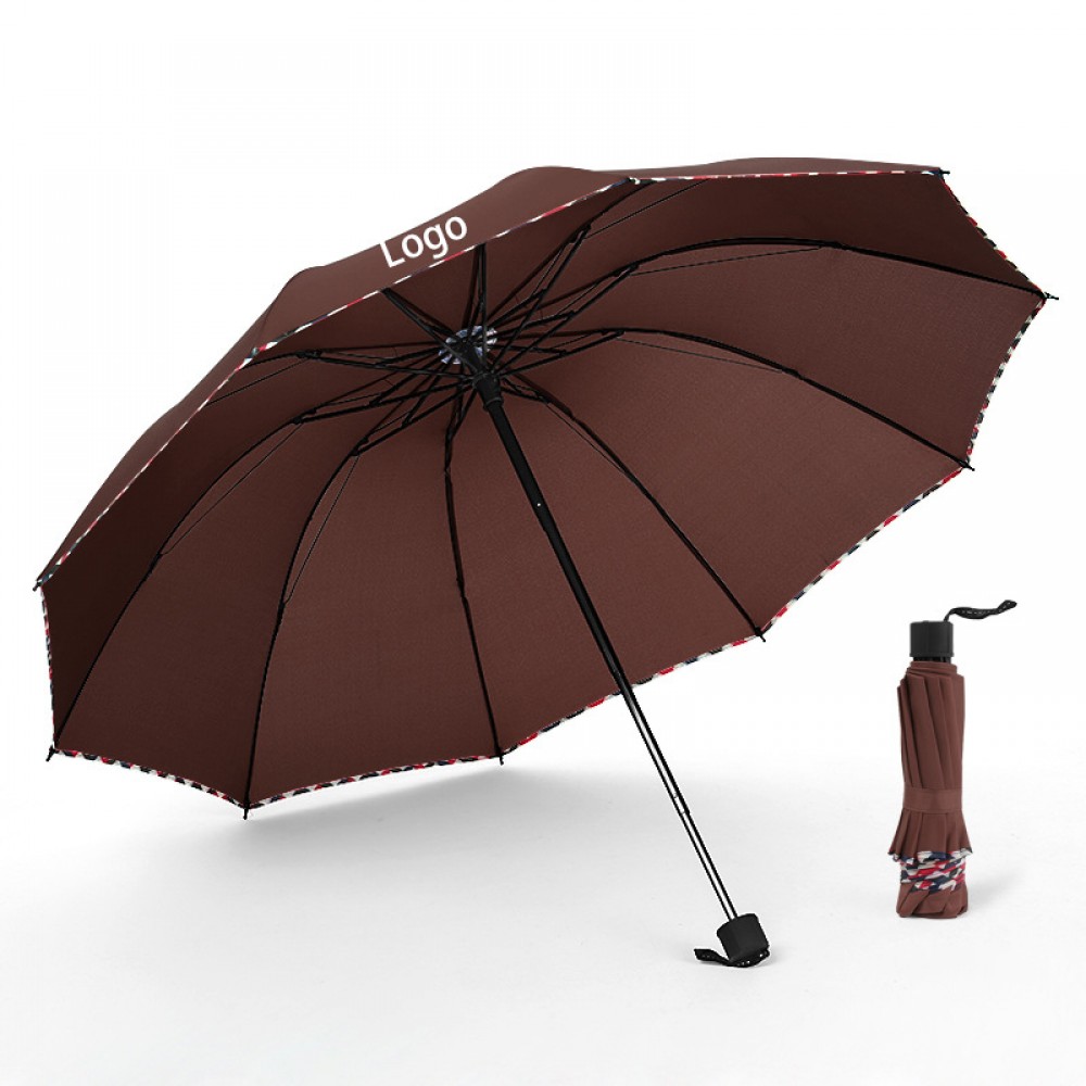Logo Branded Enlarged Compact Umbrella with Reflective Strip
