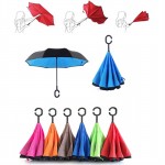 Custom Printed Windproof Upside Down Reversed Two Layer Umbrella