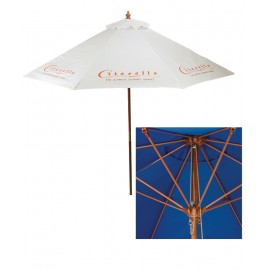 9' Wooden Polyester Market Umbrella with Logo