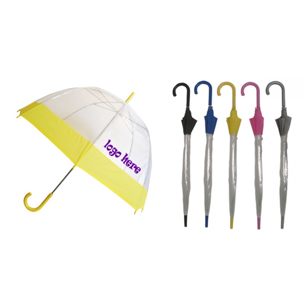 Custom Imprinted Eco Friendly Clear Bubble Umbrella with Colored Trim (50" Arc) Custom Imprinted Eco Friendly Clear Bubble Umbrella with Colored Trim (50" Arc)