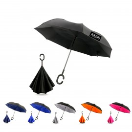 Promotional C-Shape Handle Inverted Umbrella Hands-Free, Windproof, and Stylish