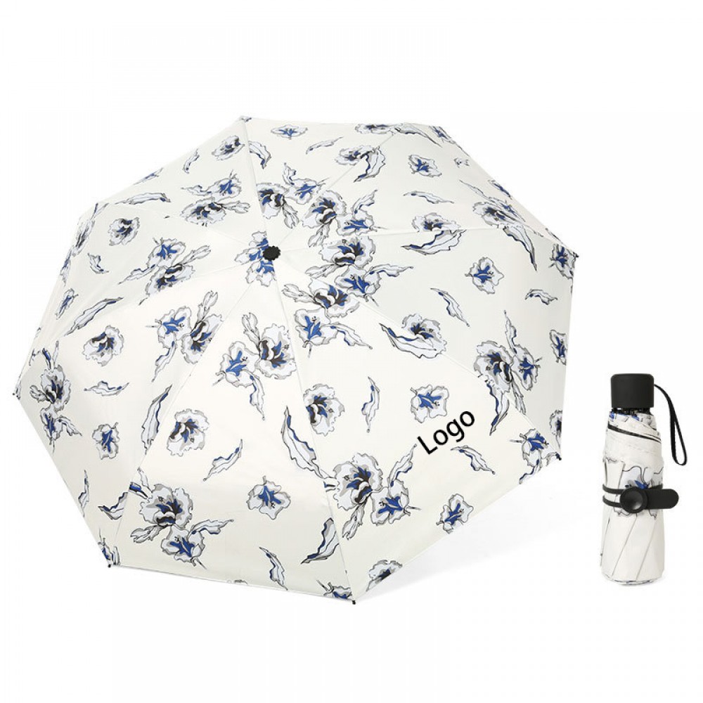 Personalized Flower Pattern Compact Umbrella
