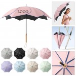 23 " Petal Umbrella W/ Wooden Handle UV Protection And Wind Resistant Frame with Logo