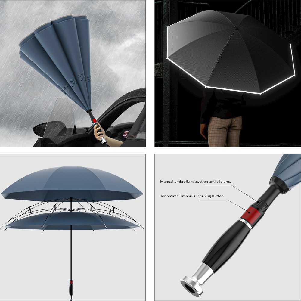 Personalized Reverse Umbrella W/ Reflective Strips