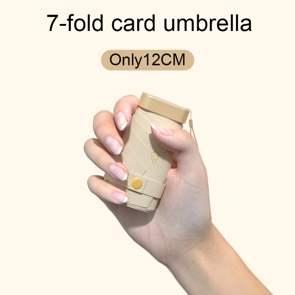 12cm flat six fold card umbrella black glue UV resistant sun umbrella mini pocket umbrella foldable with Logo