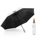 Promotional Folding Reverse Automatic Umbrella with Wooden Handle