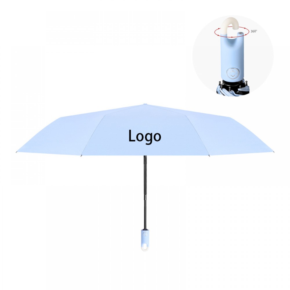 Folding Reverse Automatic Umbrella with Frosted Handle with Logo