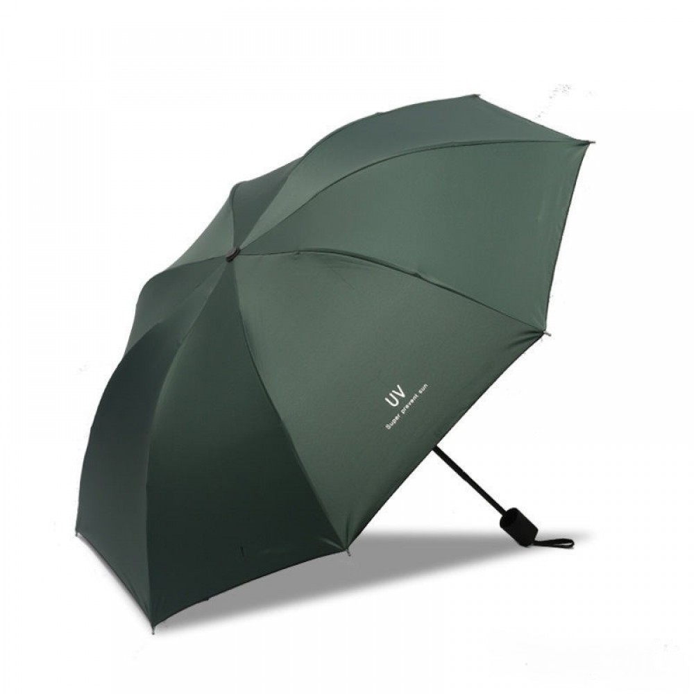 Manual UV three fold umbrella, black glue sunscreen sun umbrella, UV protection sun umbrella, with Logo