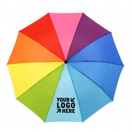 38¡ Rainbow Folding Umbrella with Logo  38¡ Rainbow Folding Umbrella with Logo