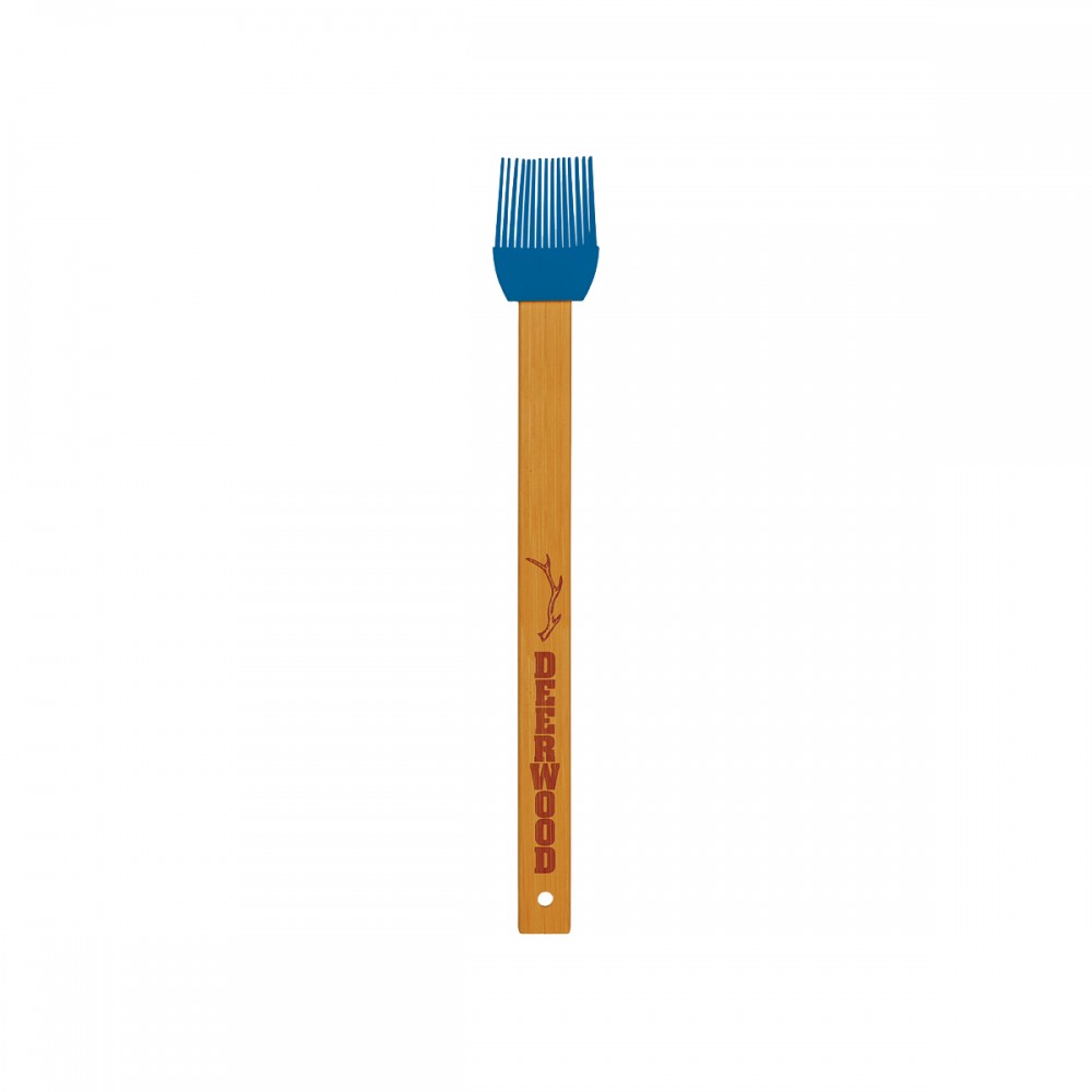 Custom Printed 11" Blue Silicone Baster Brush w/ Bamboo Handle Custom Printed 11" Blue Silicone Baster Brush w/ Bamboo Handle