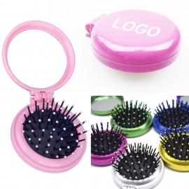 Folding Hair Brush With Mirror Custom Printed