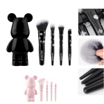 Custom Imprinted 4 - Piece Mini Portable Makeup Brush Set With Bear Organizer