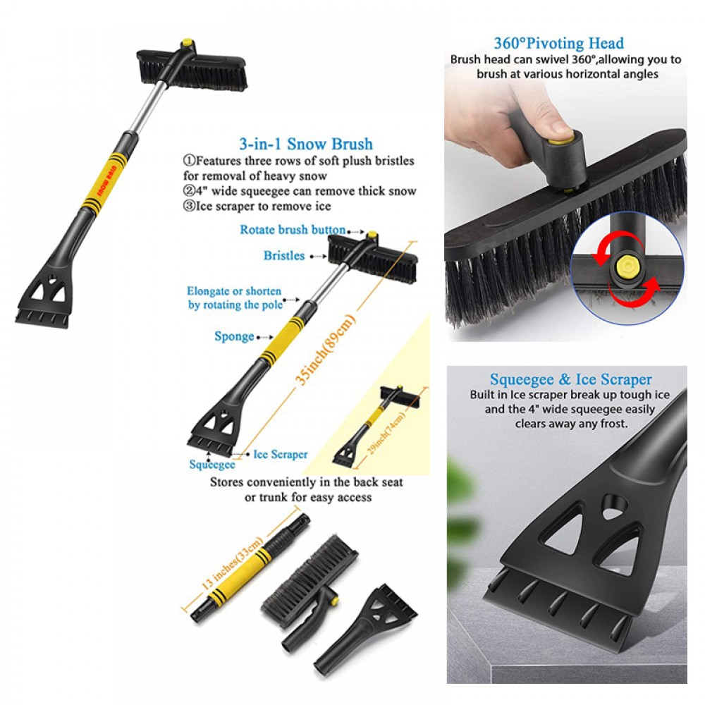 Custom Printed Extendable Car Snow Brush with Squeegee and Ice Scraper Custom Printed Extendable Car Snow Brush with Squeegee and Ice Scraper