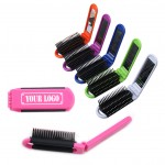 Compact Folding Hairbrush with Mirror Logo Branded