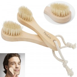 Natural Bristles Wood Brownen Facial Cleaning Brush Custom Printed