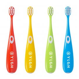 Ergonomic Arc Handle 4 Colors Kids Toothbrush Custom Printed