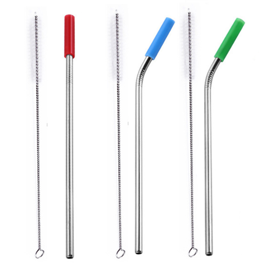 Logo Branded Stainless Steel Straws w/ Tips & Brush