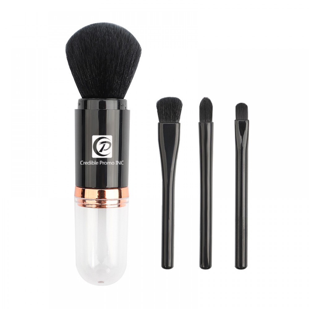 Retractable 4 in 1 Mini Makeup Brush Set Custom Printed
