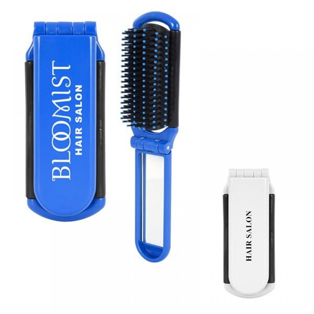 Portable Folding Brush With Mirror Custom Imprinted Portable Folding Brush With Mirror Custom Imprinted