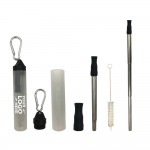 Stainless Steel Straw Kits with Carabiners Custom Imprinted